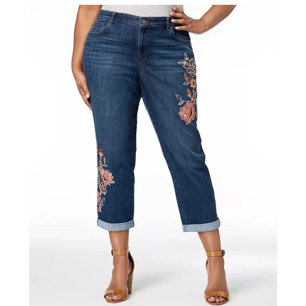 Style & Co. “Botanical Shine” size 16 boyfriend jeans.